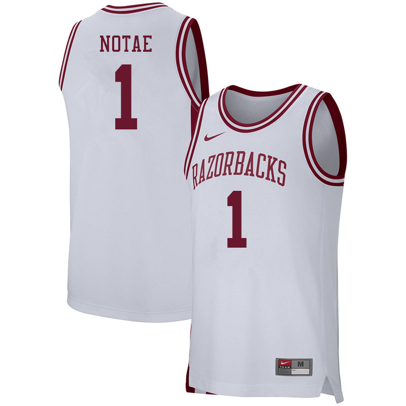 Men #1 JD Notae Arkansas Razorbacks College Basketball Jerseys Sale-White - Click Image to Close